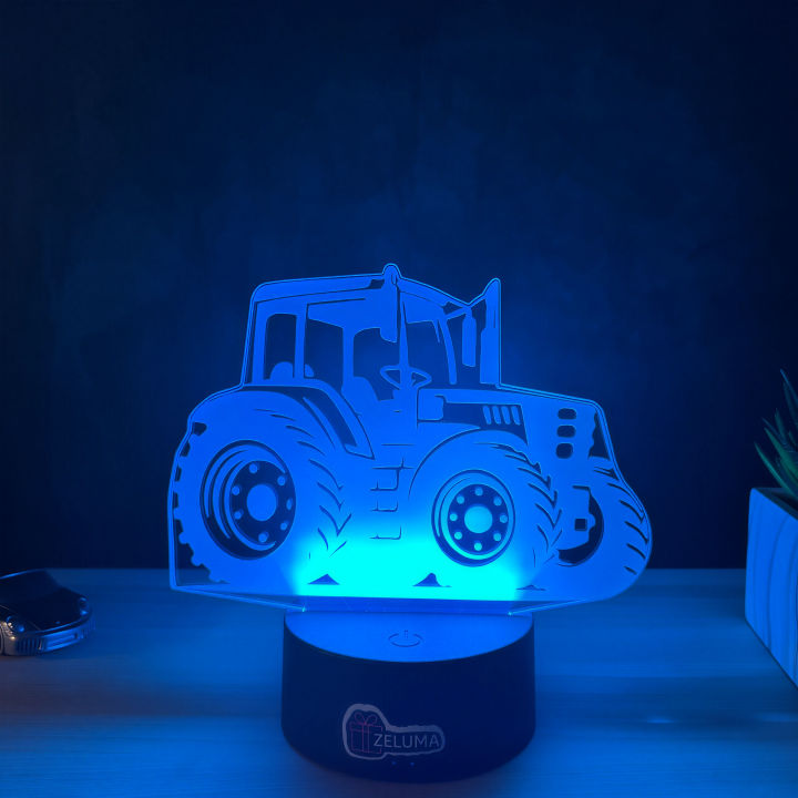 Lampa 3D Personalizata – Tractor cu Nume
