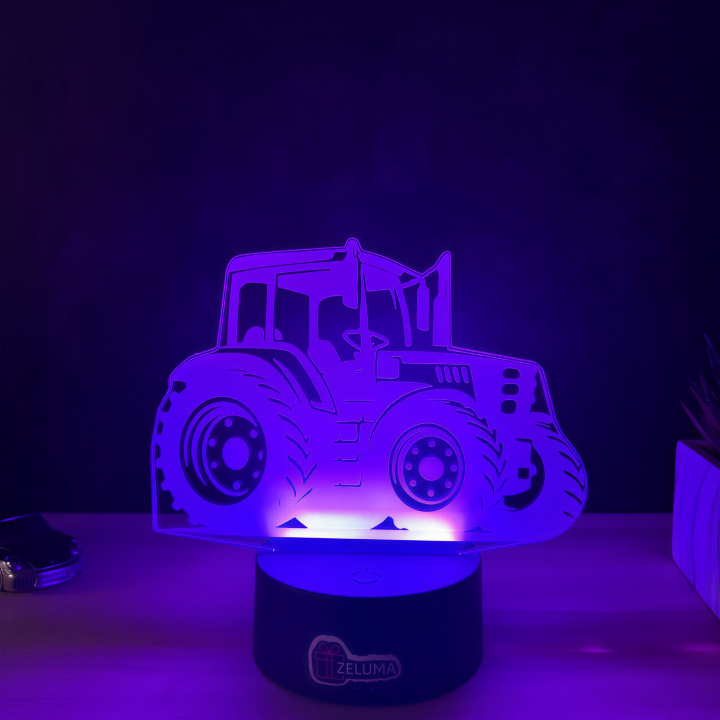 Lampa 3D Personalizata – Tractor cu Nume