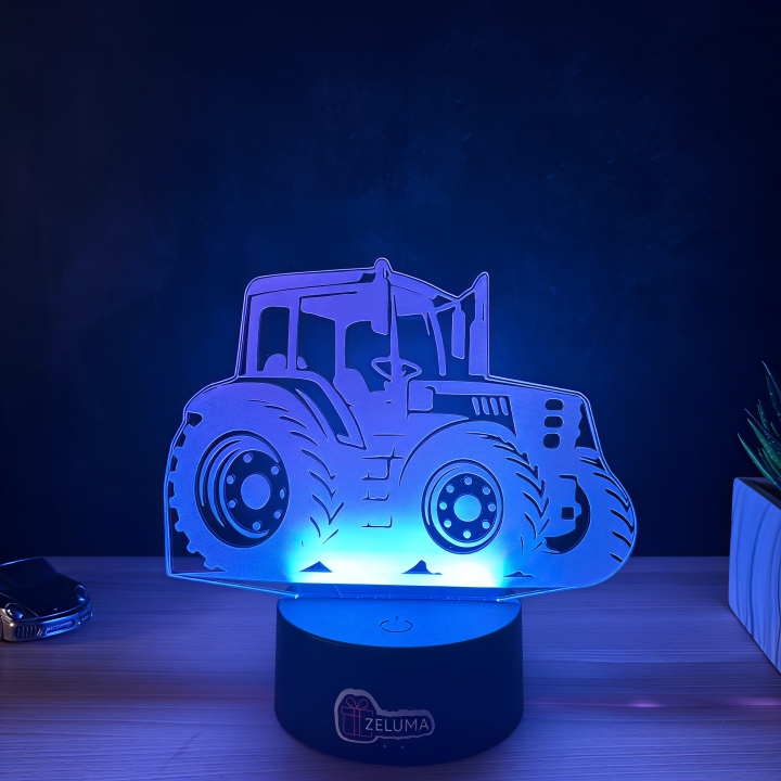 Lampa 3D Personalizata – Tractor cu Nume