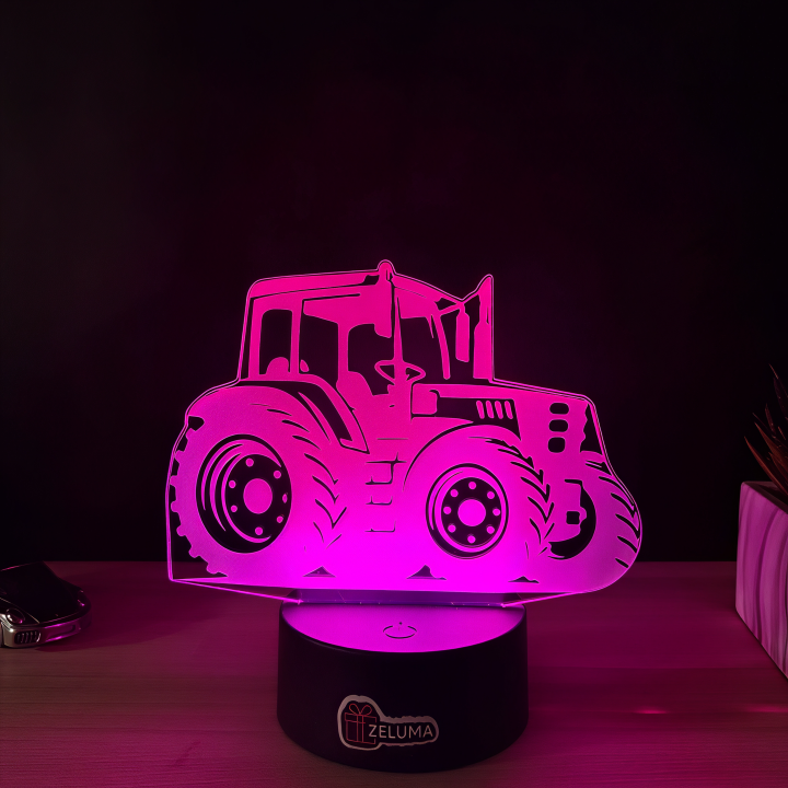 Lampa 3D Personalizata – Tractor cu Nume