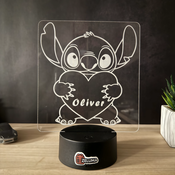 Lampa 3D Personalizata – Stitch cu Inima
