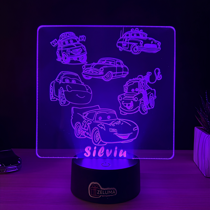 Lampa 3D Personalizata – Masinute Cars