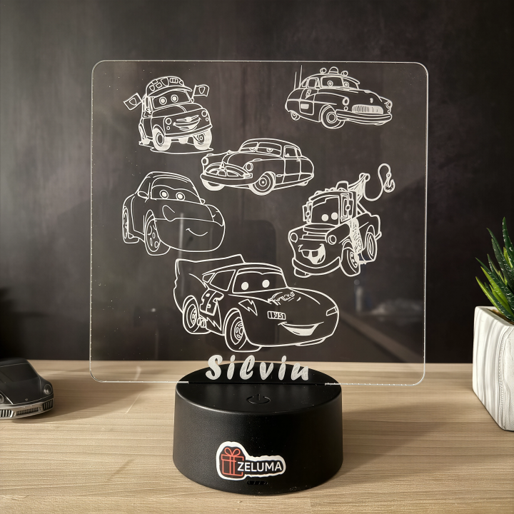 Lampa 3D Personalizata – Masinute Cars