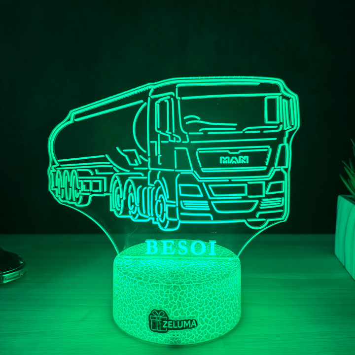 Lampa 3D Personalizata – Camion Cisterna MAN cu Nume