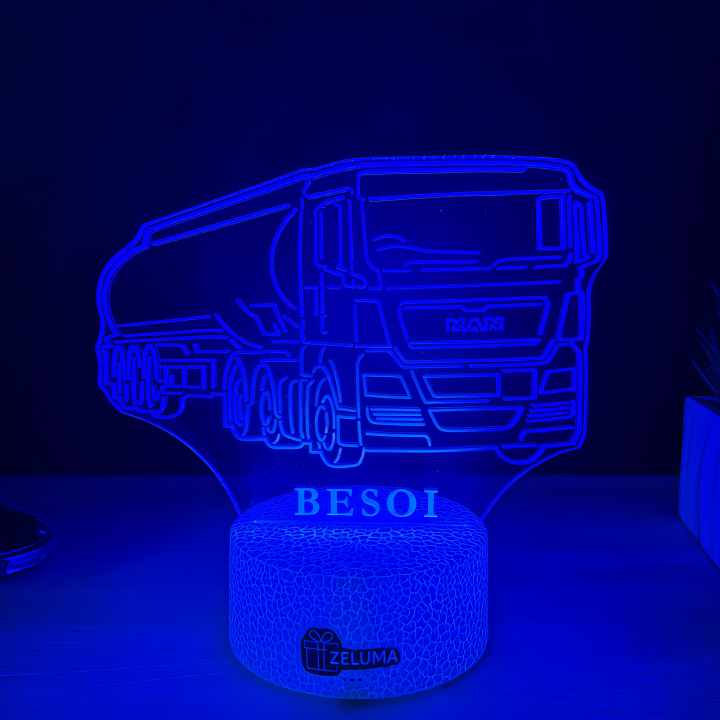 Lampa 3D Personalizata – Camion Cisterna MAN cu Nume