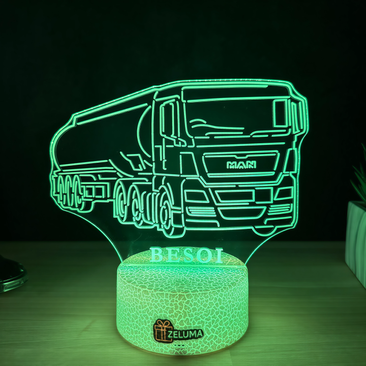 Lampa 3D Personalizata – Camion Cisterna MAN cu Nume