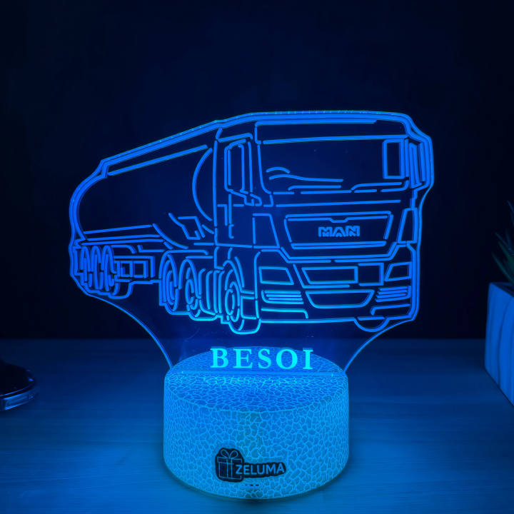 Lampa 3D Personalizata – Camion Cisterna MAN cu Nume