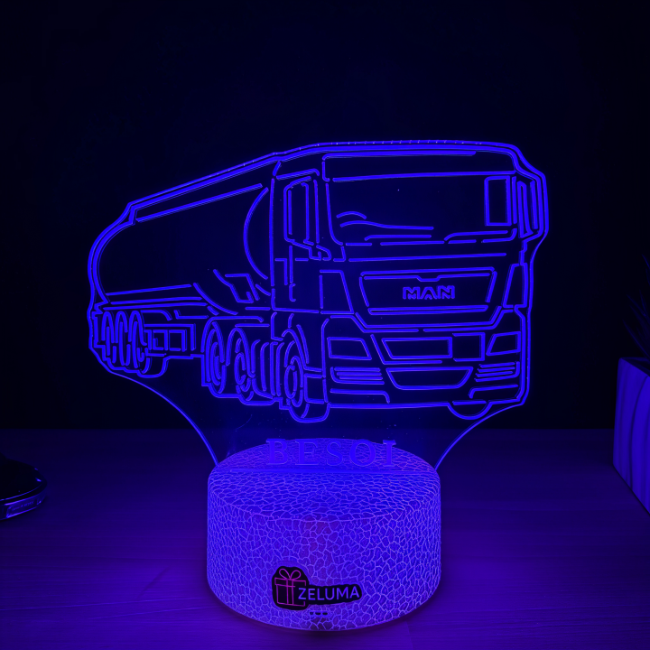 Lampa 3D Personalizata – Camion Cisterna MAN cu Nume
