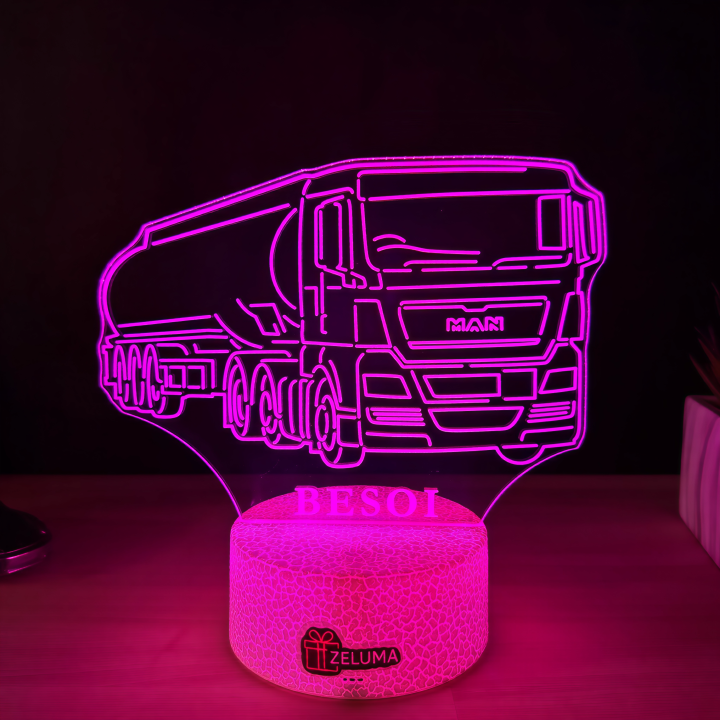 Lampa 3D Personalizata – Camion Cisterna MAN cu Nume