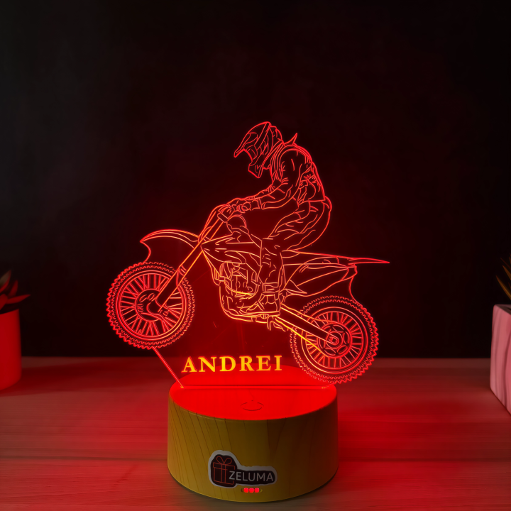 Lampa 3D Personalizata – Motocross Adventure