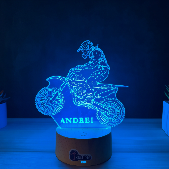 Lampa 3D Personalizata – Motocross Adventure