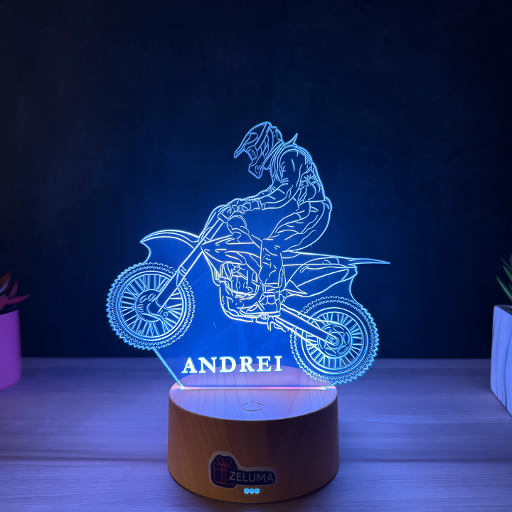 Lampa 3D Personalizata – Motocross Adventure