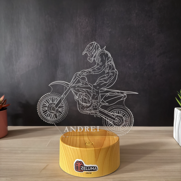 Lampa 3D Personalizata – Motocross Adventure