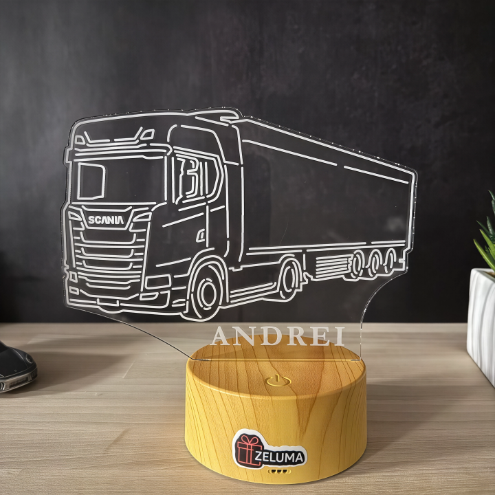 Lampa 3D Personalizata – Camion SCANIA.2 cu Nume
