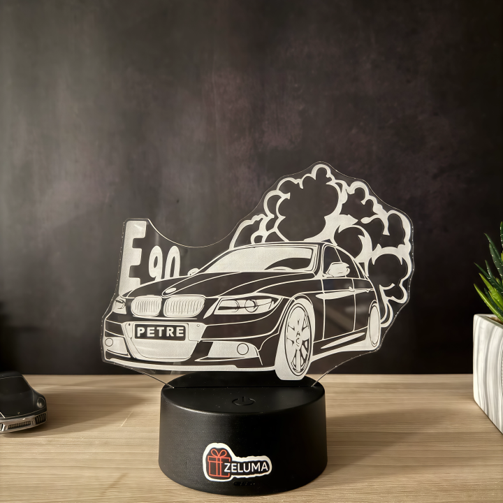 Lampa 3D Personalizata cu Masina – BMW E90 Drift Edition