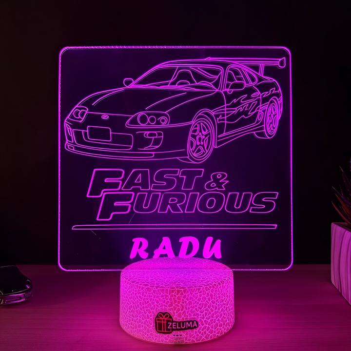 Lampa 3D Personalizata Fast and Furious – Masina Sport Supra