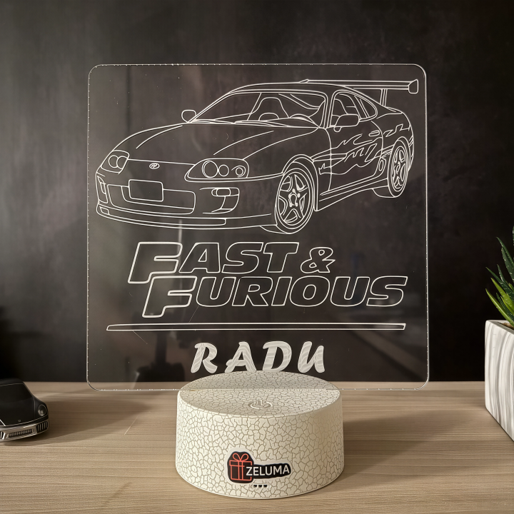 Lampa 3D Personalizata Fast and Furious – Masina Sport Supra