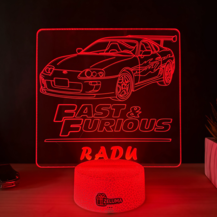Lampa 3D Personalizata Fast and Furious – Masina Sport Supra