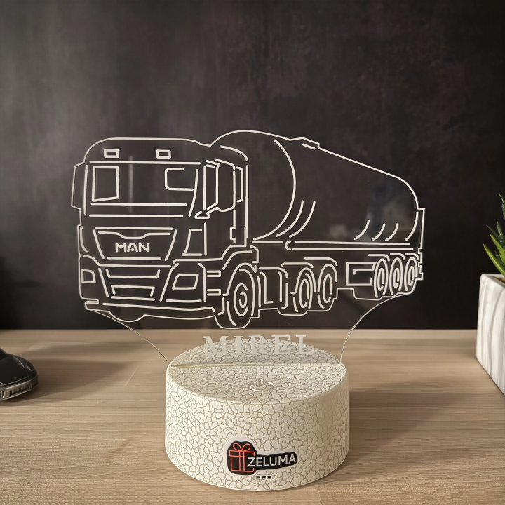 Lampa 3D Personalizata – Camion MAN.2 Cisterna cu Nume