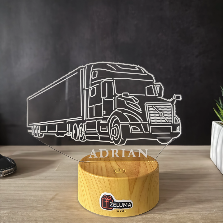 Lampa 3D Personalizata – Camion Volvo American cu Nume