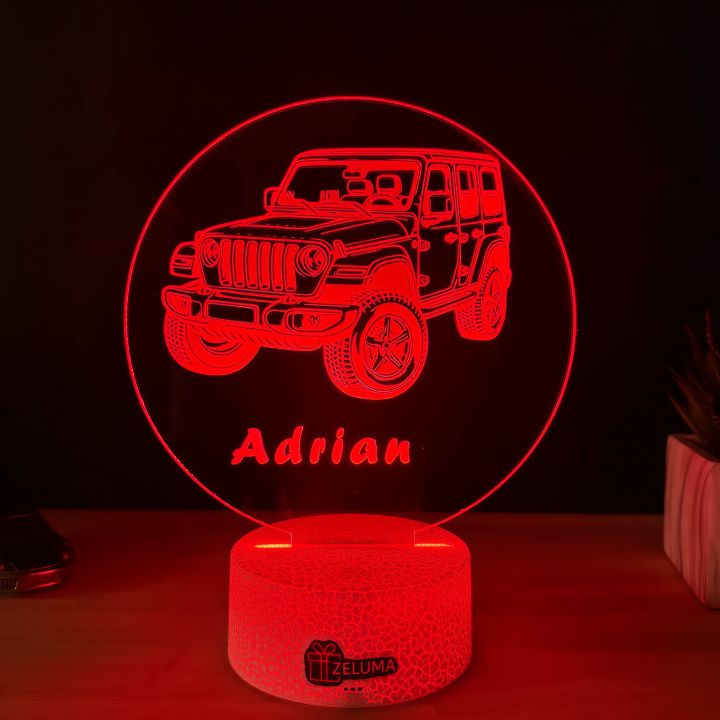 Lampa 3D Personalizata cu Masina Off-Road – Jeep Wrangler Edition