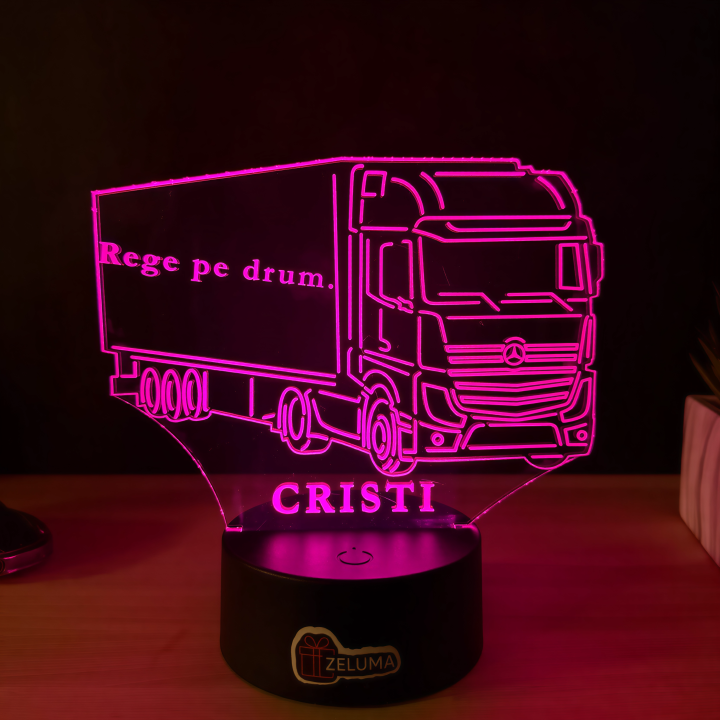 Lampa 3D Personalizata – Camion Mercedes Actros cu Nume