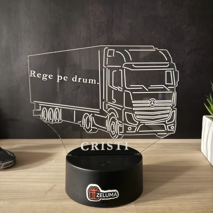 Lampa 3D Personalizata – Camion Mercedes Actros cu Nume