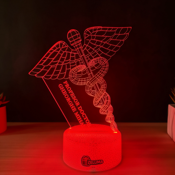 Lampa 3D Personalizata – Caduceu Medical