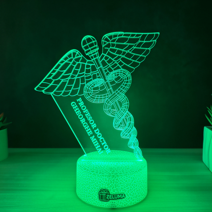 Lampa 3D Personalizata – Caduceu Medical