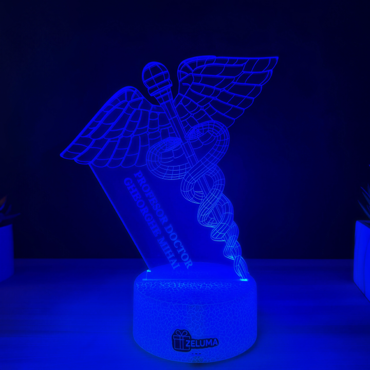 Lampa 3D Personalizata – Caduceu Medical