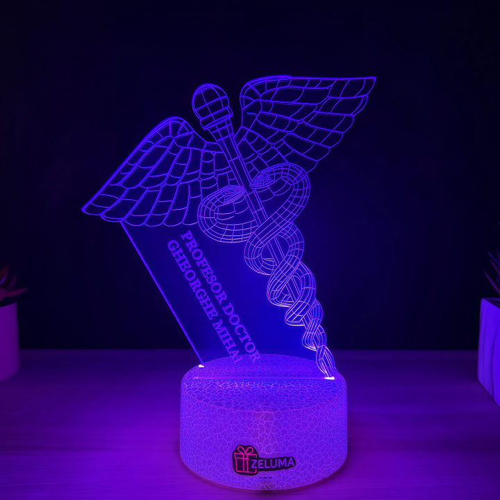 Lampa 3D Personalizata – Caduceu Medical