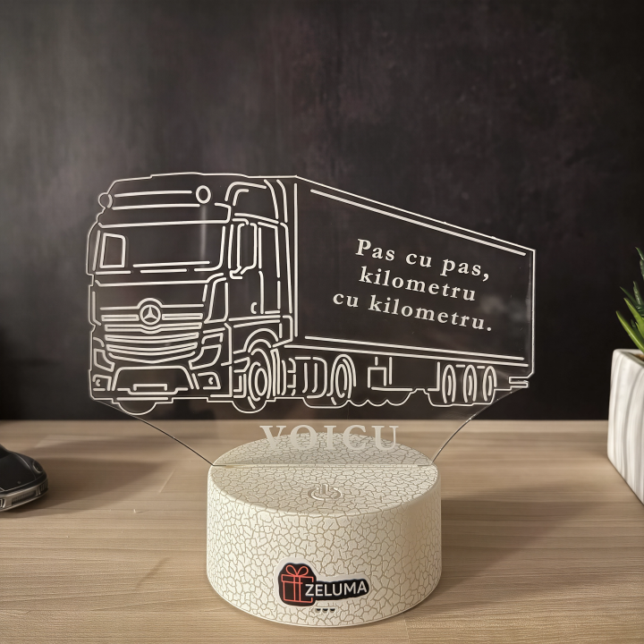 Lampa 3D Personalizata – Camion Mercedes Actros cu Nume v2.0