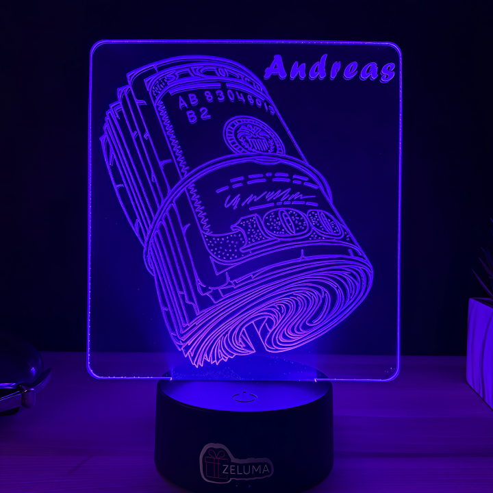 Lampa 3D Personalizata – Teanc de Bani