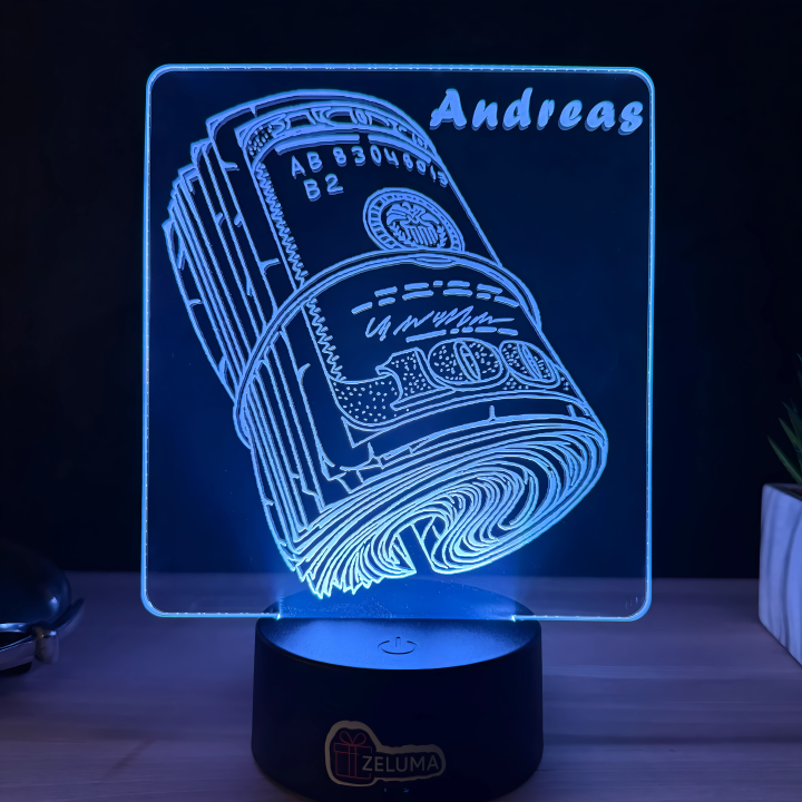 Lampa 3D Personalizata – Teanc de Bani