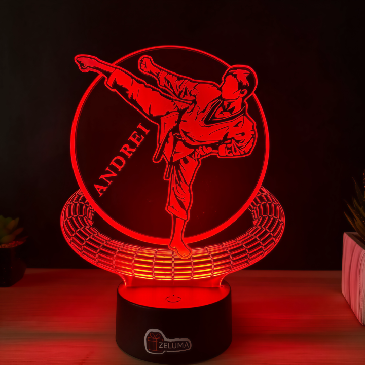 Lampa 3D cu Nume Personalizat – Karate Spirit