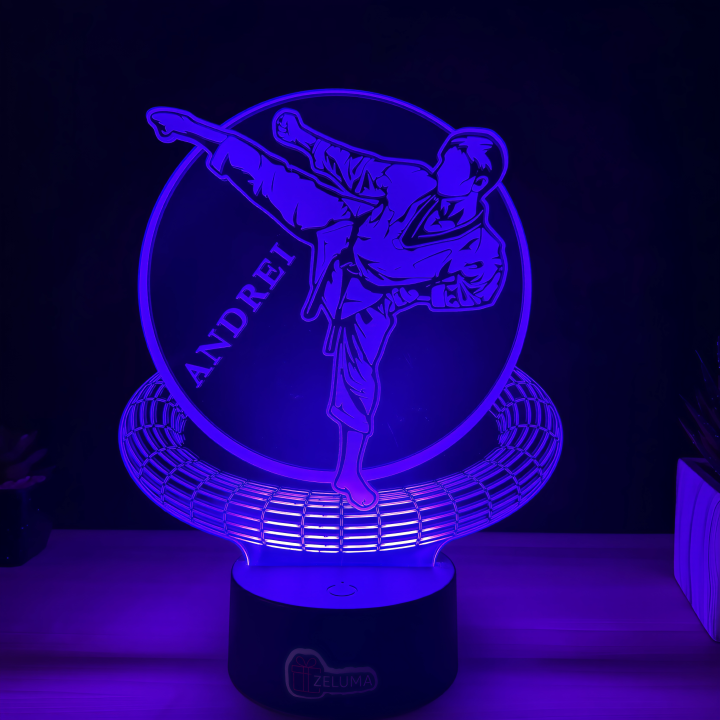 Lampa 3D cu Nume Personalizat – Karate Spirit