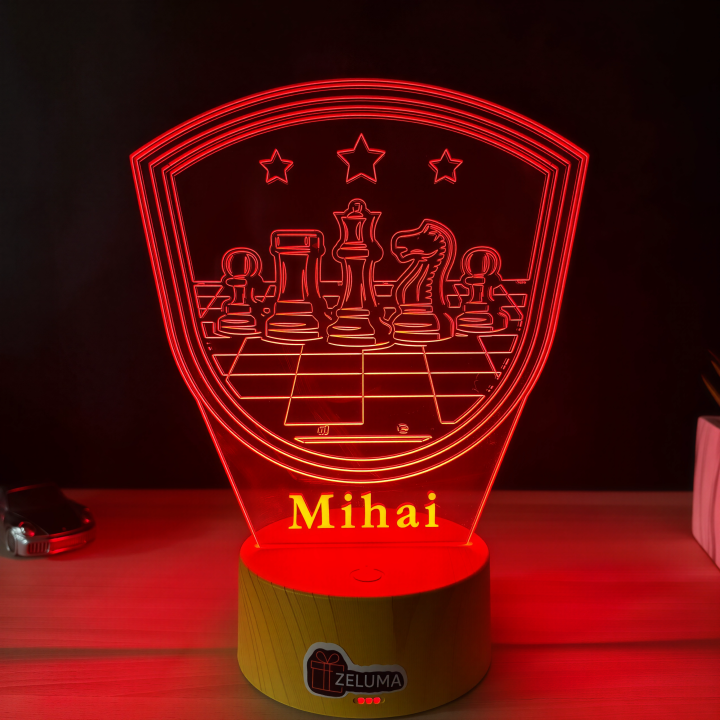 Lampa 3D cu Nume Personalizat – Sah Master