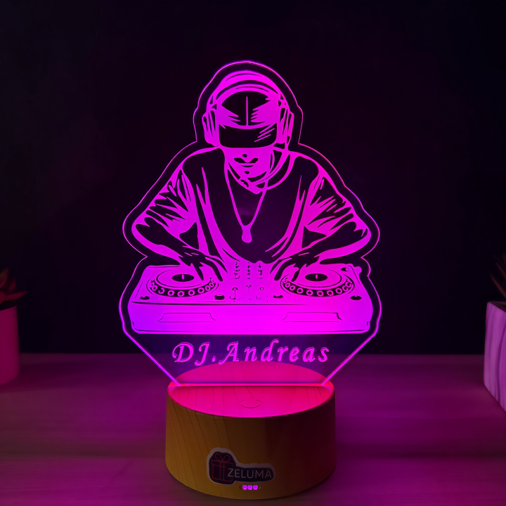 Lampa 3D cu Nume Personalizat – DJ Set