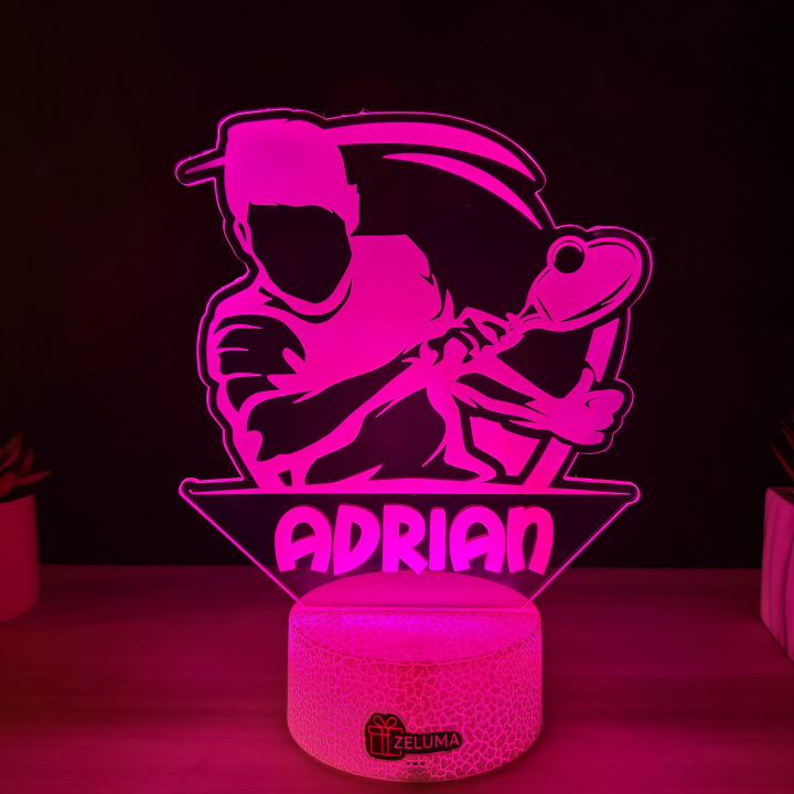 Lampa 3D cu Nume Personalizat – Tenis Player