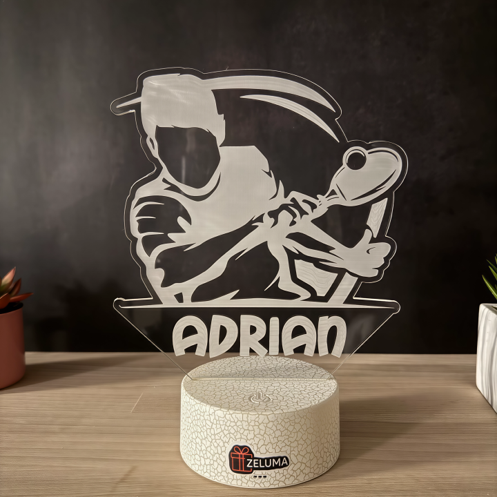 Lampa 3D cu Nume Personalizat – Tenis Player