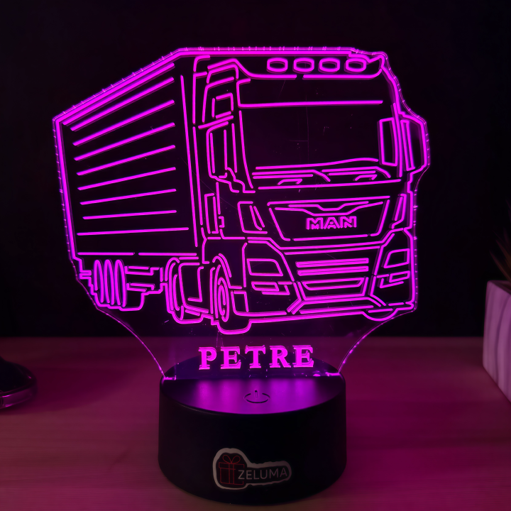 Lampa 3D Personalizata – Camion MAN cu Nume v2.0