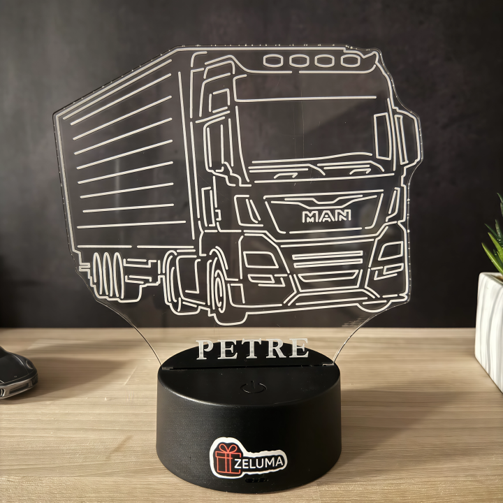 Lampa 3D Personalizata – Camion MAN cu Nume v2.0
