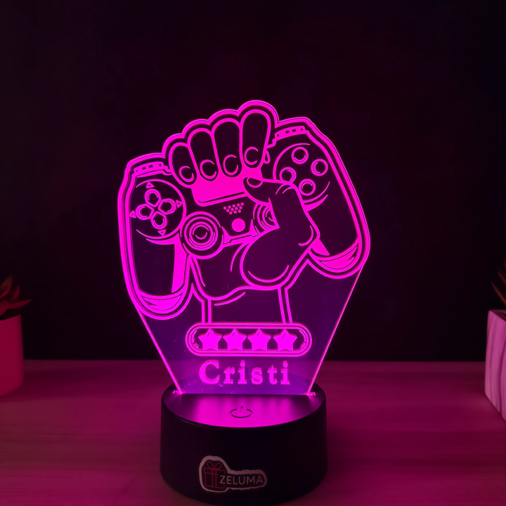 Lampa 3D cu Nume Personalizat – Gamer Edition
