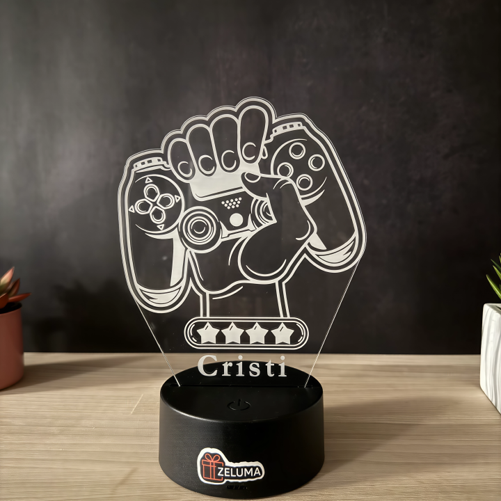 Lampa 3D cu Nume Personalizat – Gamer Edition