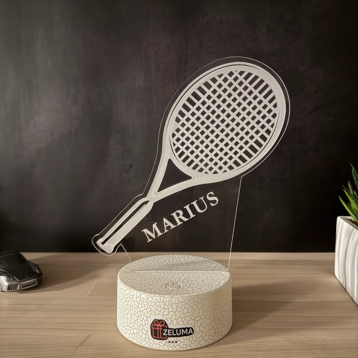 Lampa 3D cu Nume Personalizat – Pasiune pentru Tenis