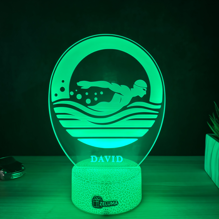 Lampa 3D cu Nume Personalizat – Inotatorul