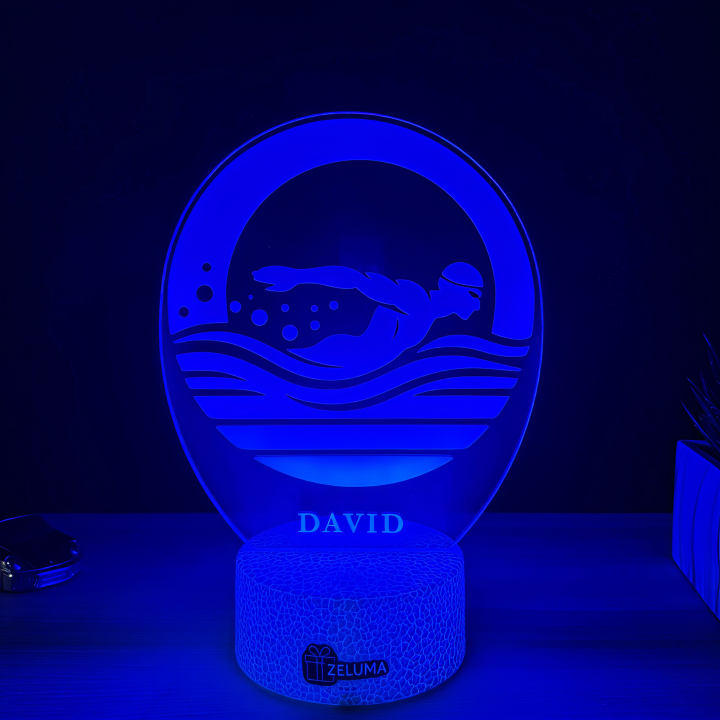 Lampa 3D cu Nume Personalizat – Inotatorul