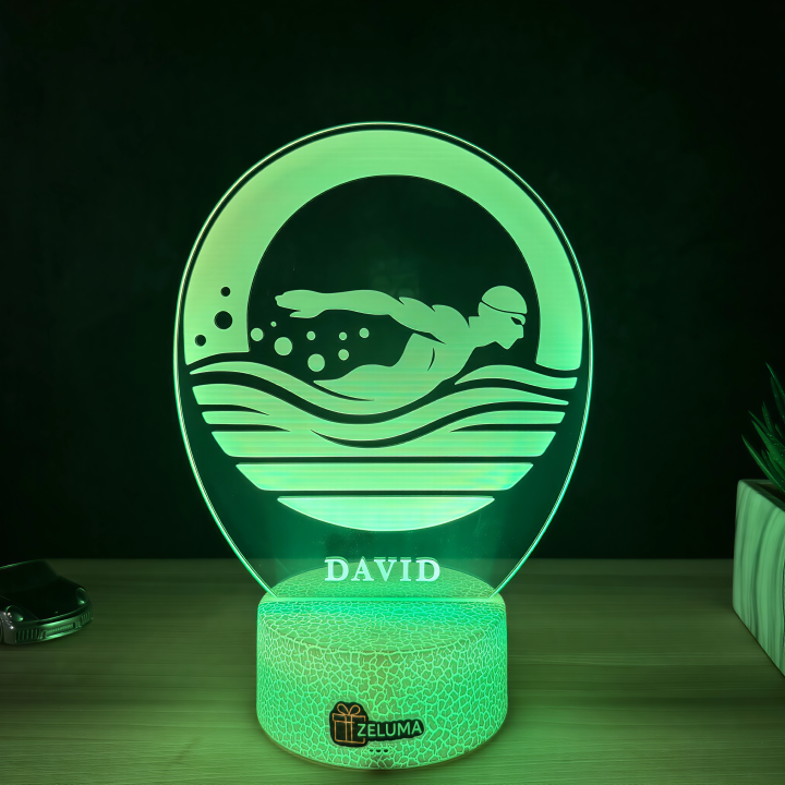 Lampa 3D cu Nume Personalizat – Inotatorul