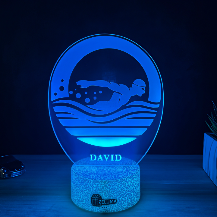 Lampa 3D cu Nume Personalizat – Inotatorul