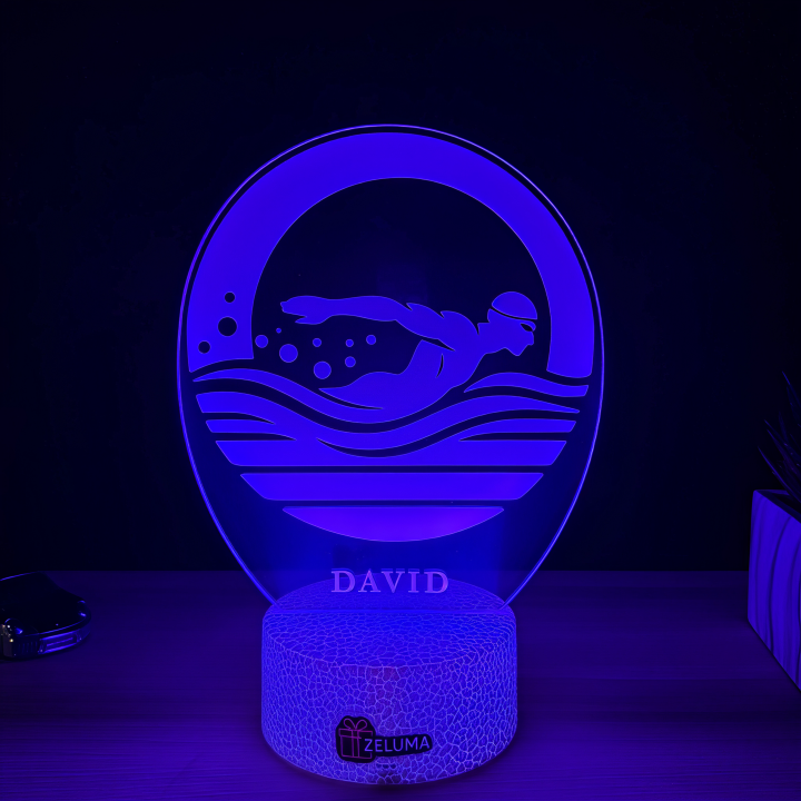 Lampa 3D cu Nume Personalizat – Inotatorul